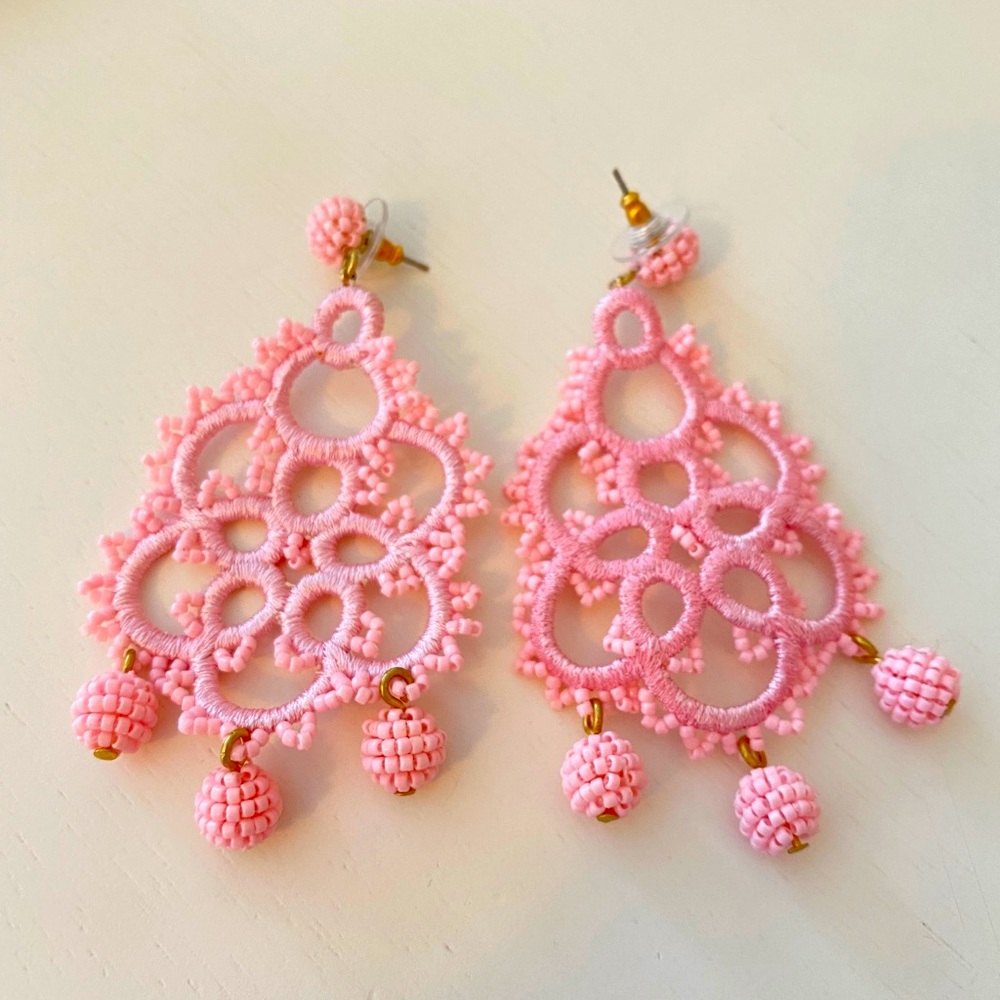 pink chandelier earrings